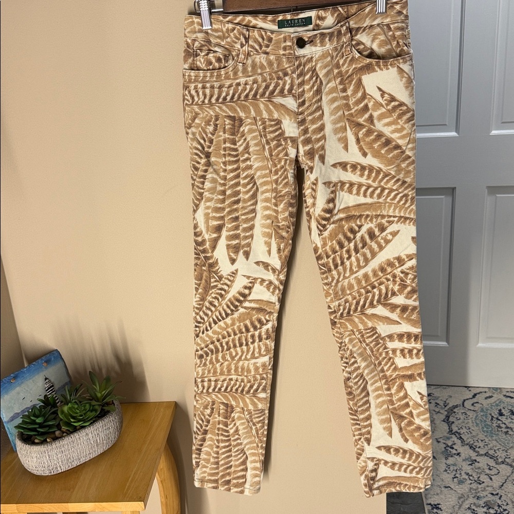 Lauren Ralph Lauren velvet stretch feather print pants